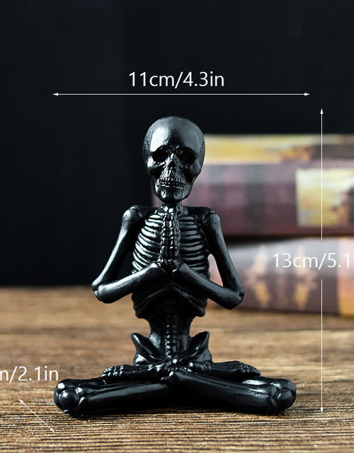 Load image into Gallery viewer, Halloween Horror Desktop Decoration Resin Ornaments Feature Modeling Yoga Skull Skeleton
