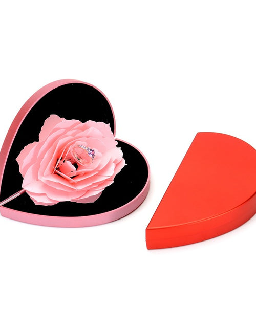 Load image into Gallery viewer, 3D Love Box Heart-shaped Rose Flower Rotating Ring Box Valentines Day Gift
