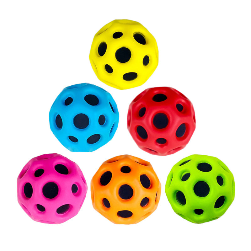 Soft Bouncy Ball Anti-fall Moon Shape Porous Bouncy Ball Kids Indoor Outdoor Toy Ergonomic Design