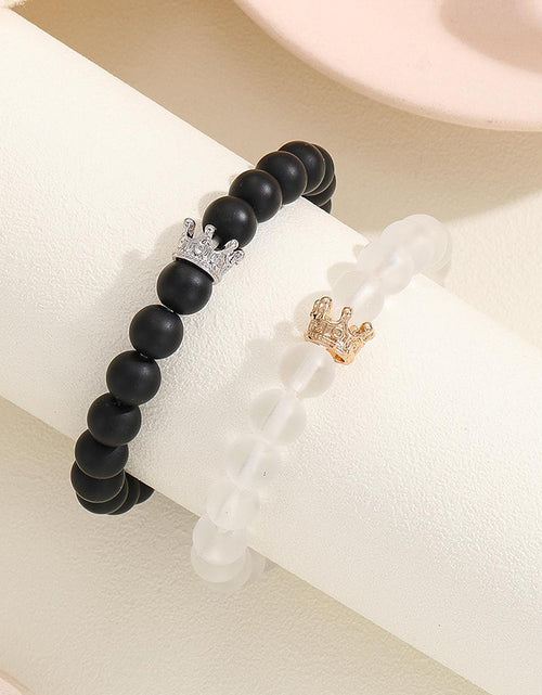 Load image into Gallery viewer, Fashion Jewellery 2pcs Handmade Crown Beaded Charms Bracelet Luminous Heart Glow In The Dark Couple Bracelet For Lover Men Women Fluorescent Gift
