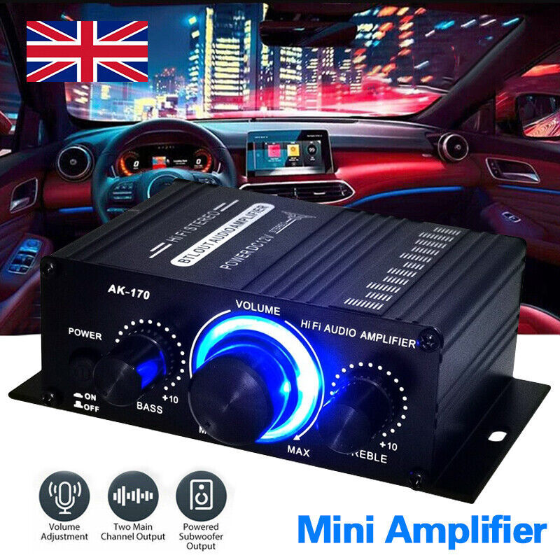 12V 40W HiFi Power Amplifier Mini Audio Digital Stereo FM AMP Remote