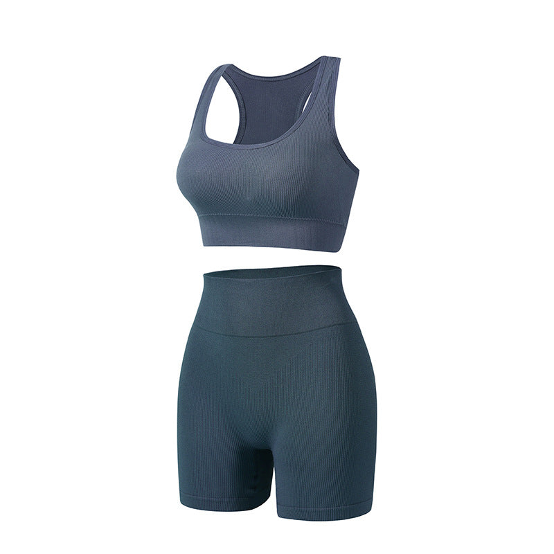 Women's Wireless Sports Yoga Bra And Shorts Suit