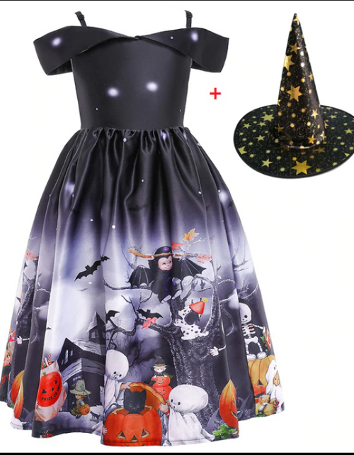 Load image into Gallery viewer, Halloween Princess Dress Halloween Printed Mesh
