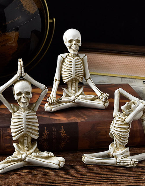 Load image into Gallery viewer, Halloween Horror Desktop Decoration Resin Ornaments Feature Modeling Yoga Skull Skeleton
