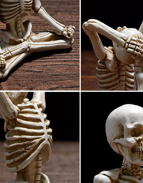 Load image into Gallery viewer, Halloween Horror Desktop Decoration Resin Ornaments Feature Modeling Yoga Skull Skeleton
