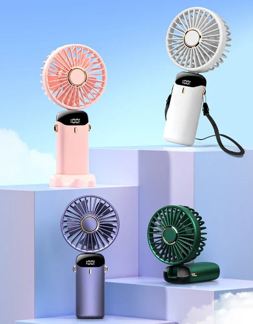 Load image into Gallery viewer, Handheld Electric Fan Foldable Neck Hanging Outdoor Fan Adjustable 5 Speed Powerful Air Cooler USB Rechargeable
