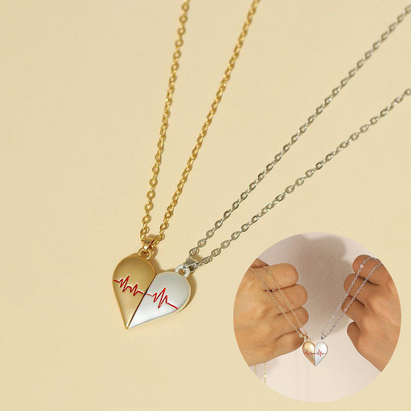 Heartbeat Magnetic Heart Necklace Love Couple Jewellery