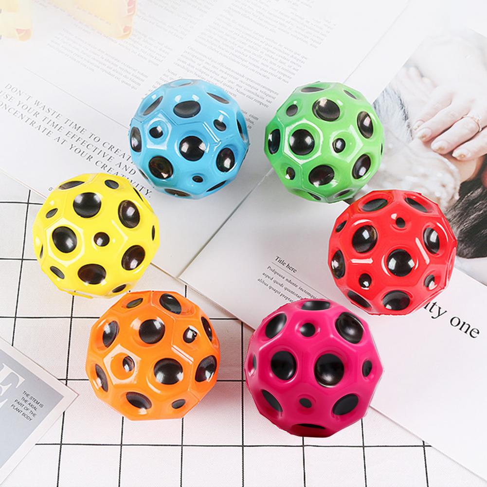 Soft Bouncy Ball Anti-fall Moon Shape Porous Bouncy Ball Kids Indoor Outdoor Toy Ergonomic Design