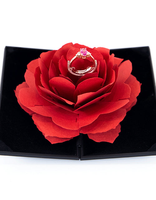 Load image into Gallery viewer, 3D Love Box Heart-shaped Rose Flower Rotating Ring Box Valentines Day Gift
