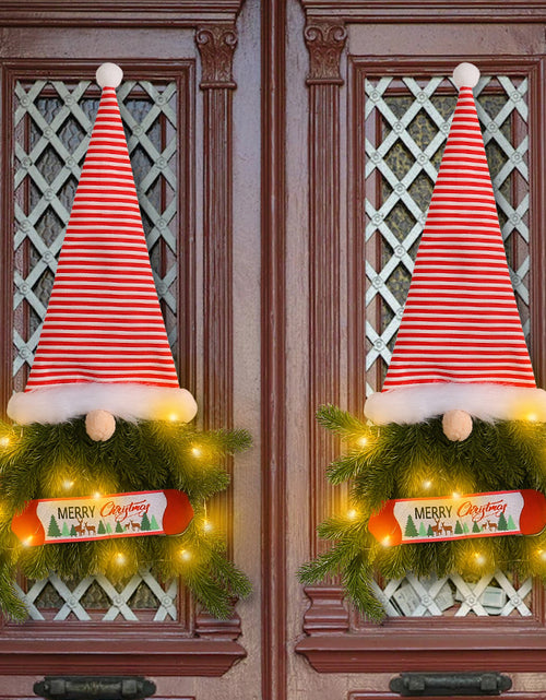 Load image into Gallery viewer, Glowing Christmas Wreath Upside Down Tree Stripes A Tall Hat
