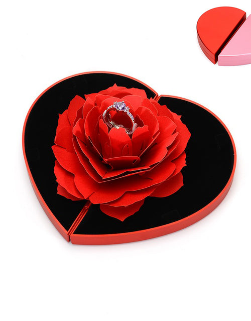 Load image into Gallery viewer, 3D Love Box Heart-shaped Rose Flower Rotating Ring Box Valentines Day Gift
