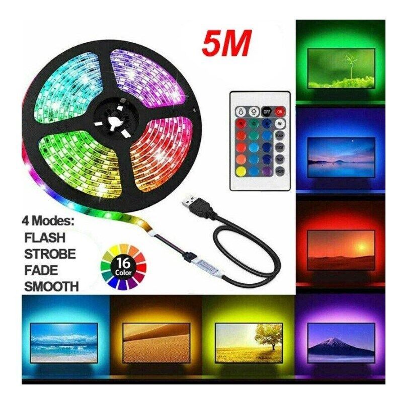 USB LED Light Strip 2-5M RGB Color 5050 Color Changing With TV Kitchen Lighting