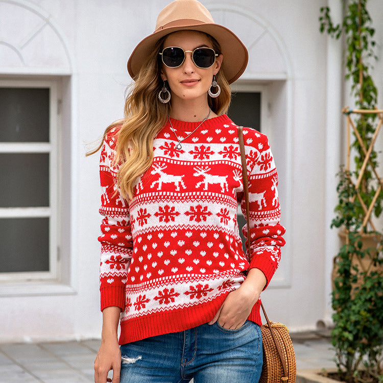 Christmas Sweater Snowflake Pullover Women