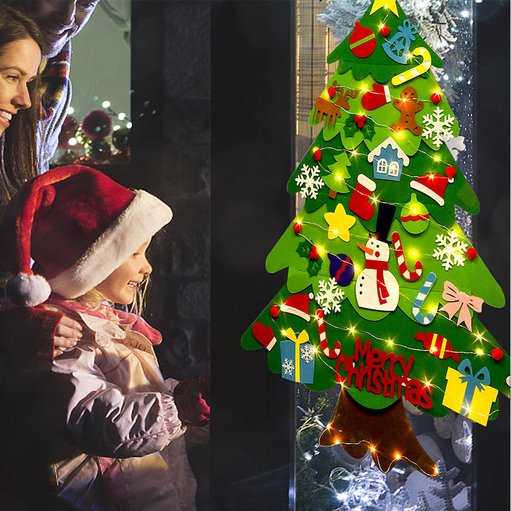 Children's DIY Felt Christmas Tree With Lights