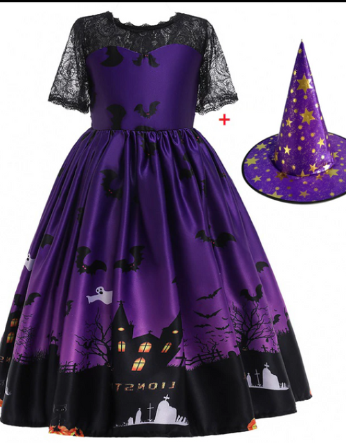 Load image into Gallery viewer, Halloween Princess Dress Halloween Printed Mesh
