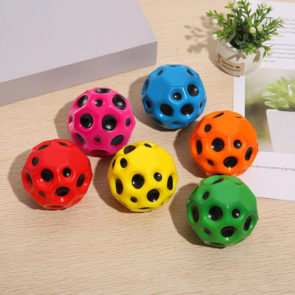 Soft Bouncy Ball Anti-fall Moon Shape Porous Bouncy Ball Kids Indoor Outdoor Toy Ergonomic Design