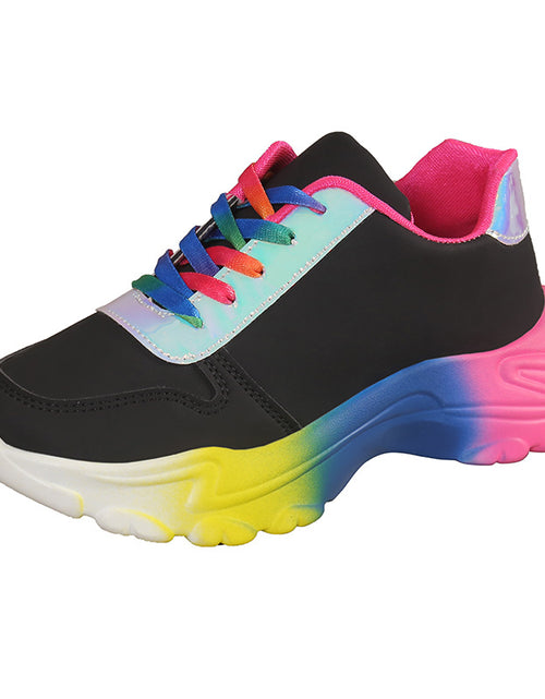 Load image into Gallery viewer, Style Rainbow Colour Sports Shoes For Women Thick Bottom Lace-up Sneakers Fashion Casual Lightweight Running Walking Shoes
