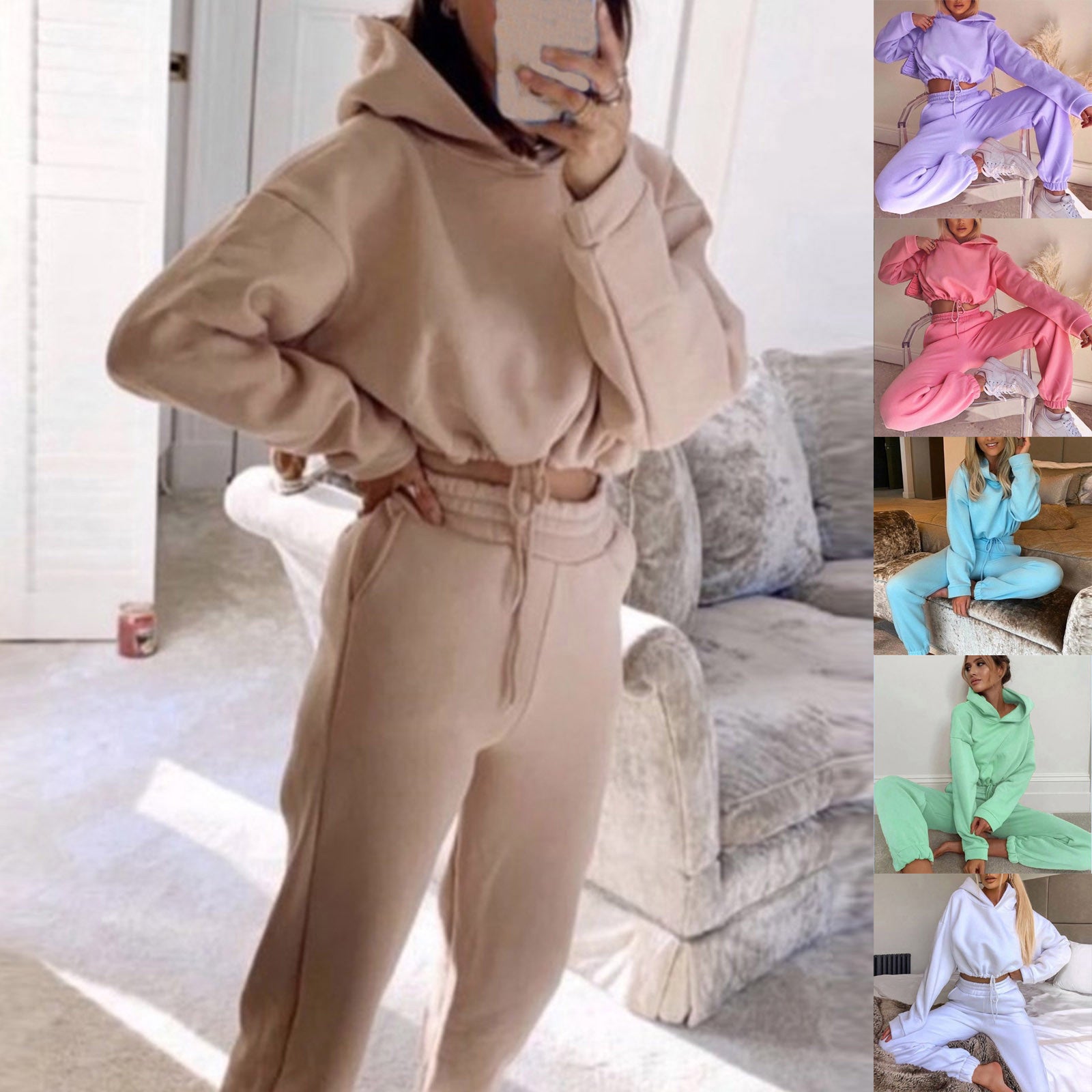 Jogging Suits For Women 2 Piece Sweatsuits Tracksuits Sexy Long Sleeve Hoodie Casual Fitness Sportswear