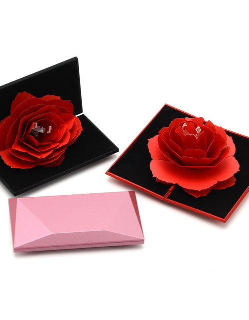 Load image into Gallery viewer, 3D Love Box Heart-shaped Rose Flower Rotating Ring Box Valentines Day Gift
