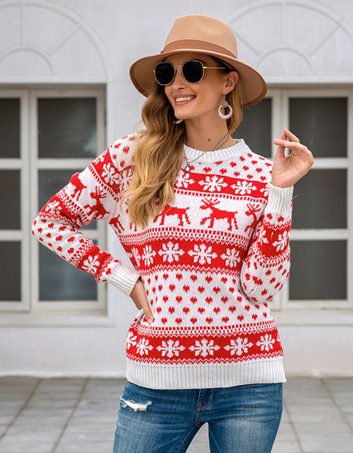 Load image into Gallery viewer, Christmas Sweater Snowflake Pullover Women
