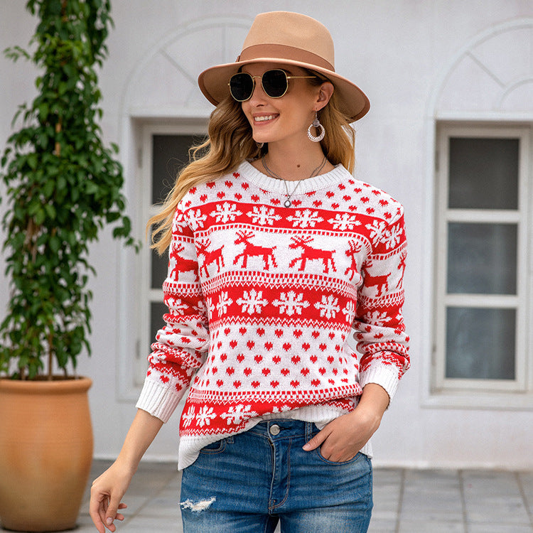 Christmas Sweater Snowflake Pullover Women