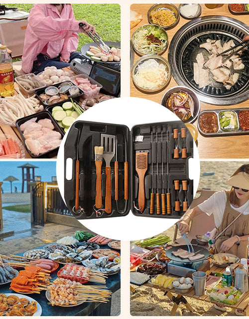 Load image into Gallery viewer, 18PCS BBQ Grill Tools Kit Grilling Accessories Stainless Steel Barbecues Utensil
