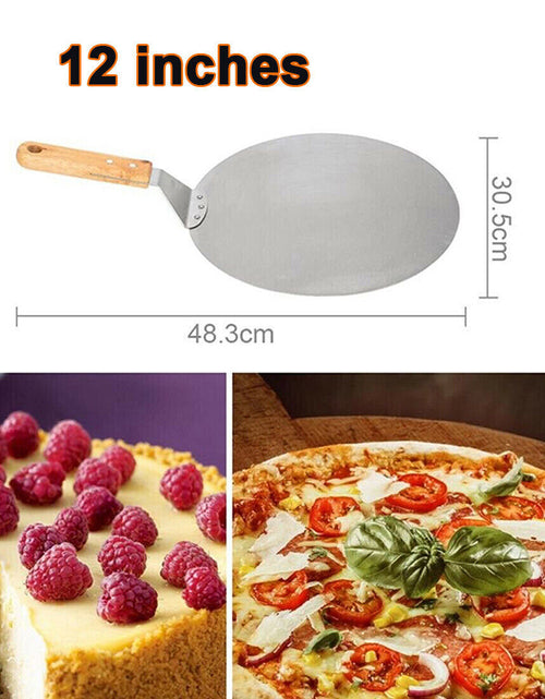 Load image into Gallery viewer, Stainless Steel Pizza Paddle Peel Bakers BBQ Oven Restaurant Tray Wooden Handle
