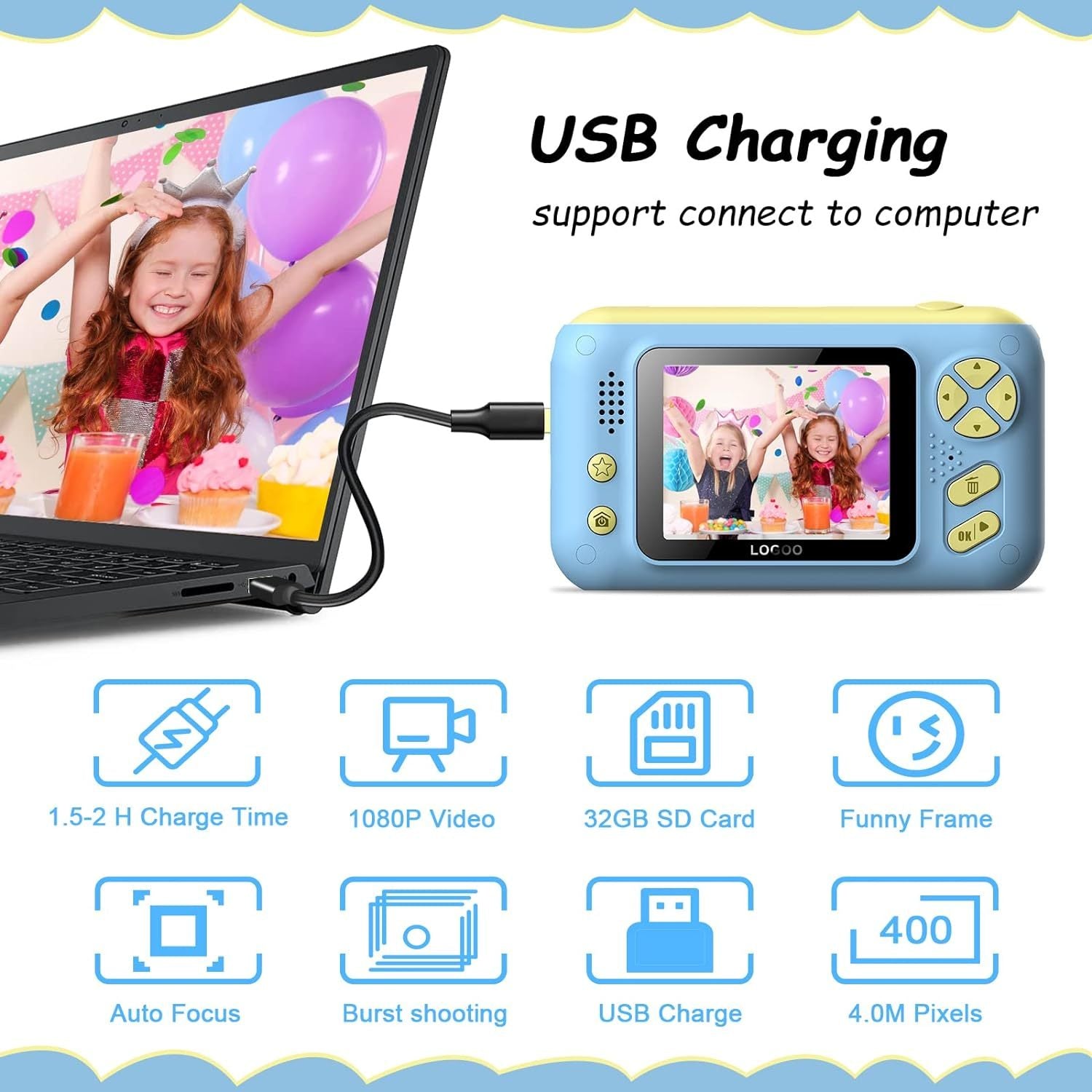 Kids Camera, Children Digital Selfie Camera For 3-12 Year Old Girls Bo –  Anam Online