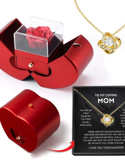 Load image into Gallery viewer, Fashion Jewelry Box Red Apple Christmas Gift Necklace Eternal Rose For Girl Mother&#39;s Day Valentine&#39;s Day Gifts With Artificial Flower Rose Flower Jewelry Box
