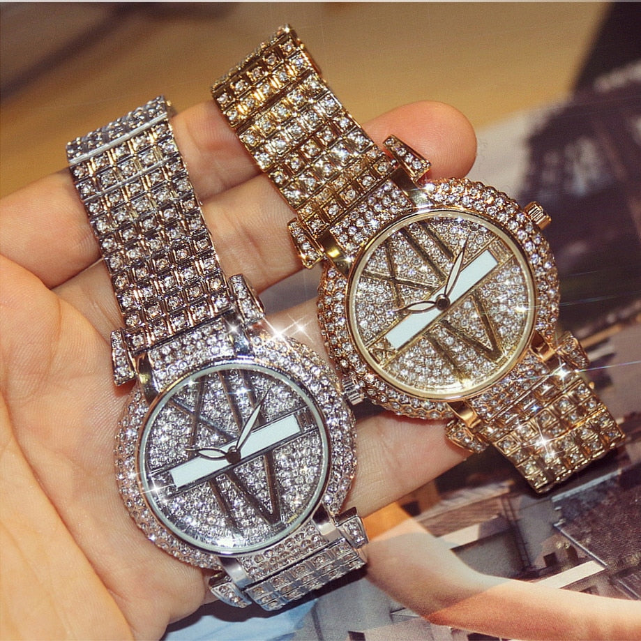 Luxury Diamond Women Watches Fashion Brand Stainless Steel Bracelet Wrist Watch Women Design Quartz Watch