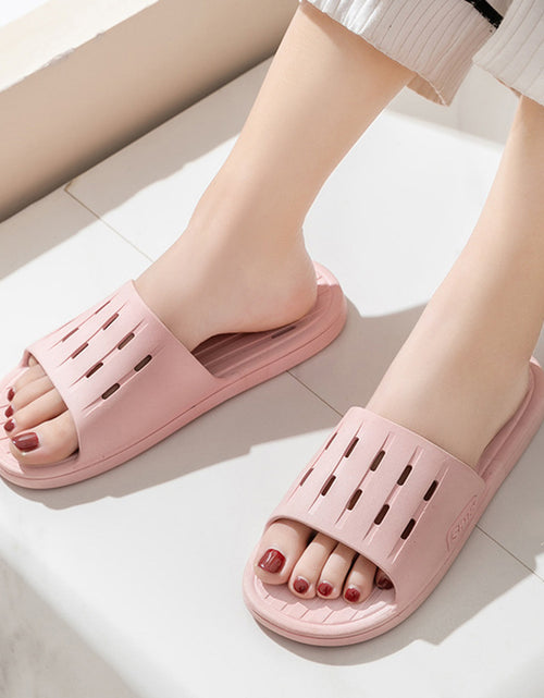 Load image into Gallery viewer, Anti-slip Striped Texture Hollow Design Slippers Women Floor Bathroom House Shoes Summer Indoor Home Slipper Couple
