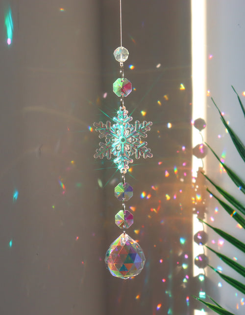 Load image into Gallery viewer, Christmas AB Color Snowflake Crystal Sun Catcher Christmas Decorations
