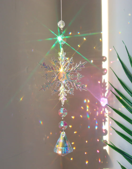 Load image into Gallery viewer, Christmas AB Color Snowflake Crystal Sun Catcher Christmas Decorations
