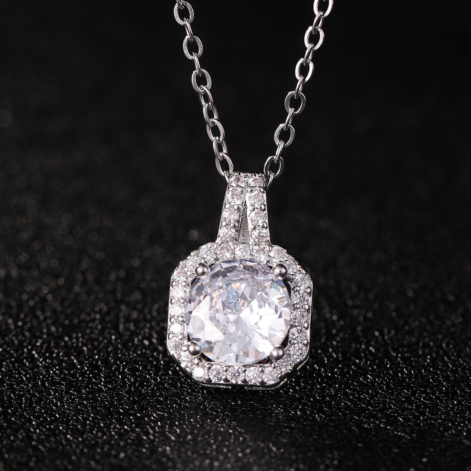 Perfume Bottle Pendant Necklace Women's Full Imitation Diamond