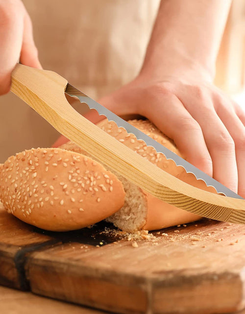 Load image into Gallery viewer, Wooden Bread Slicing Knife With Serrated Teeth
