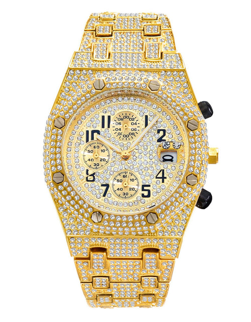 Load image into Gallery viewer, Full Diamond Three-Eye Timing Sports Quartz Men&#39;s Watch
