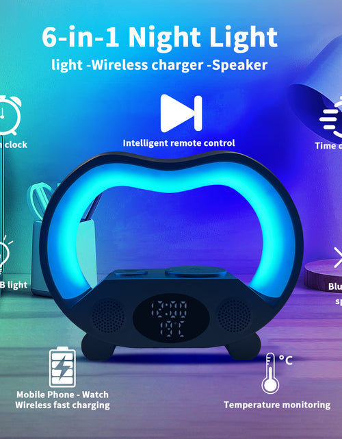 Load image into Gallery viewer, 2024 New 6 In 1 Smart Remote Control Bluetooth Ambience Intelligent LED Table Lamp Multi-function Wireless Charger Night Light Bluetooth Speaker
