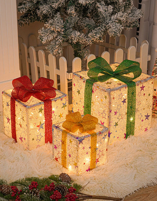 Load image into Gallery viewer, Christmas Lights Gift Box Three-piece Party Decoration Ornaments
