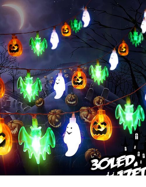 Load image into Gallery viewer, Colorful Lights String Halloween Decoration Spider Bat Ghost
