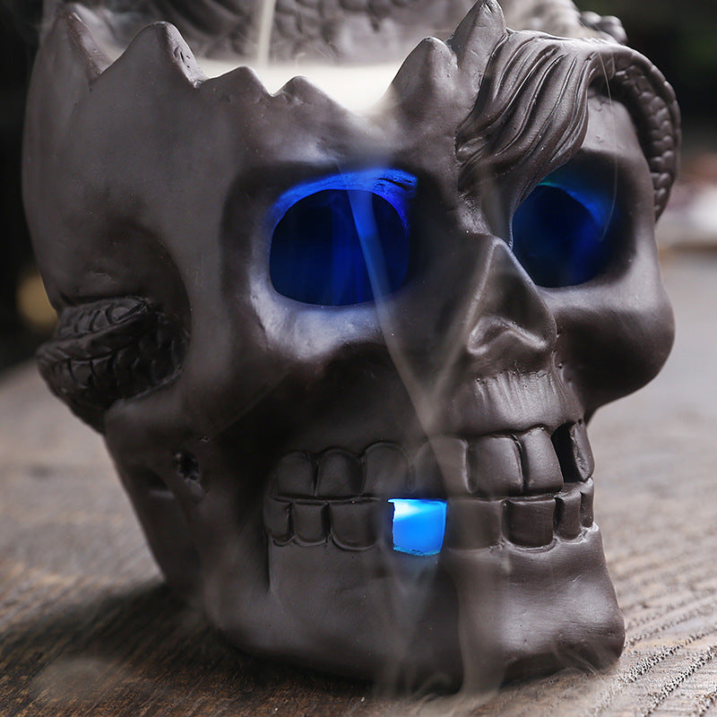 Skull Head Halloween Home Decoration Backflow Incense Burner