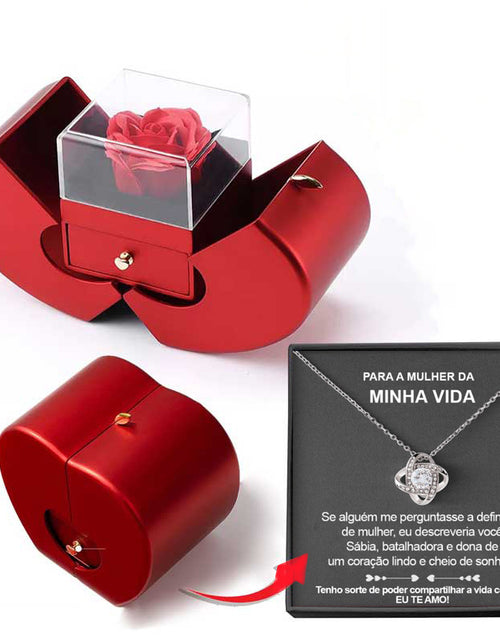 Load image into Gallery viewer, Fashion Jewelry Box Red Apple Christmas Gift Necklace Eternal Rose For Girl Mother&#39;s Day Valentine&#39;s Day Gifts With Artificial Flower Rose Flower Jewelry Box
