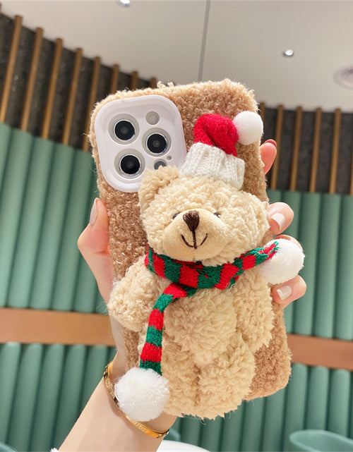 Load image into Gallery viewer, Christmas Bear Plush Mobile Phone Case
