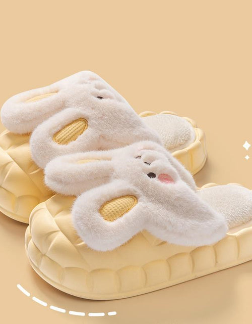 Load image into Gallery viewer, Cute Rabbit Shoes Winter Fuzzy Slippers Women Detachable Washable House Shoes
