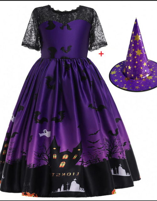 Load image into Gallery viewer, Halloween Princess Dress Halloween Printed Mesh
