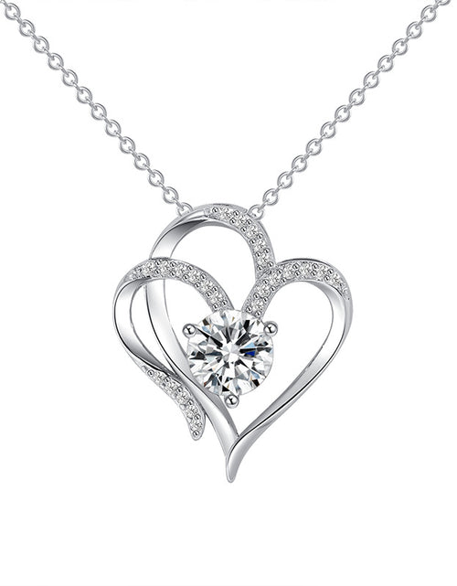 Load image into Gallery viewer, Zircon Double Love Necklace With Rhinestones Ins Personalised Heart-shaped Necklace Clavicle Chain Jewelry For Women Valentine&#39;s Day
