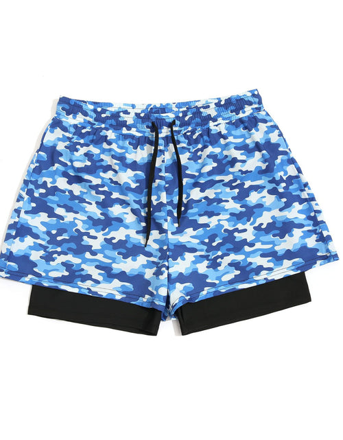 Load image into Gallery viewer, Loose Swimming Trunks Summer Printed Double Layer Beach Shorts
