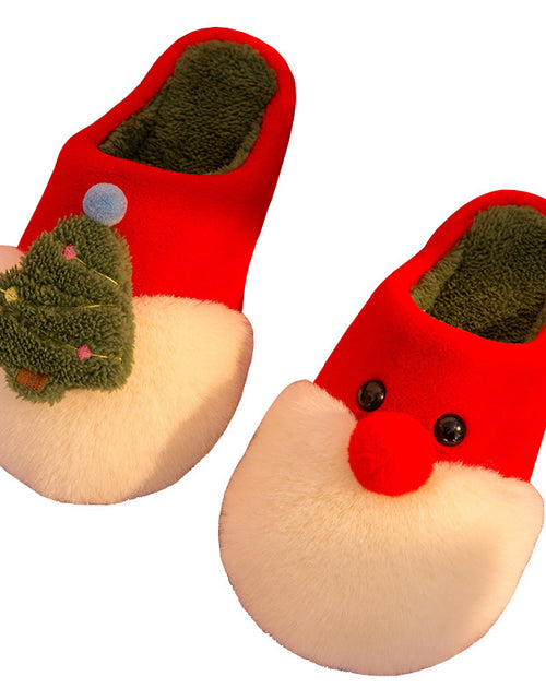 Load image into Gallery viewer, Winter Plush Slippers Christmas Cute Santa Claus And Christmas Tree Slipper Warm Anti-Slip House Shoes For Women
