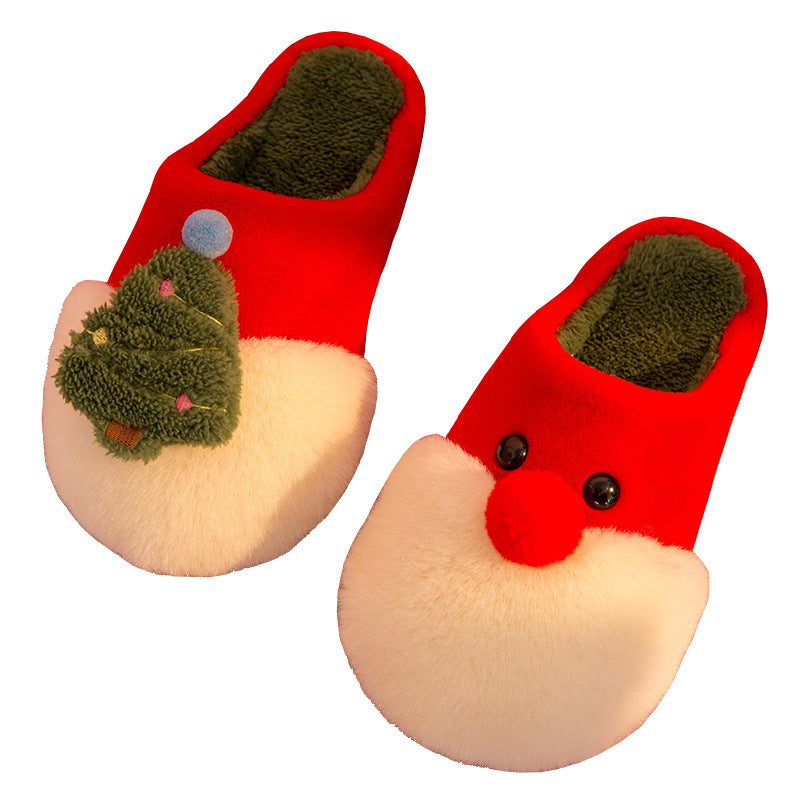 Winter Plush Slippers Christmas Cute Santa Claus And Christmas Tree Slipper Warm Anti-Slip House Shoes For Women