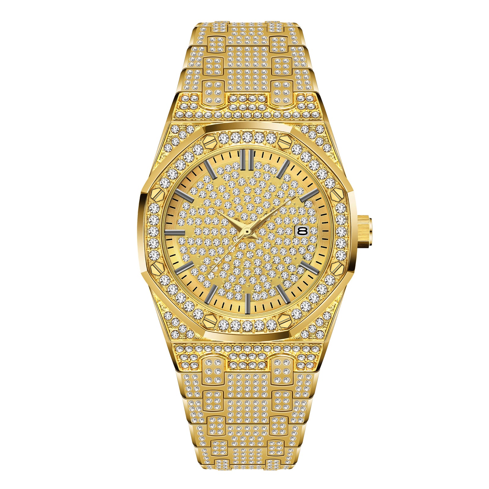 Hip Hop Calendar Starry Diamond-Embedded Watch