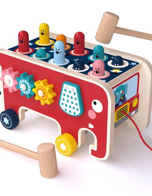 Load image into Gallery viewer, Montessori Toddlers Kids Wooden Pounding Bench Animal Bus Toys Early Educational Set Gifts For Children Toy Musical Instrument
